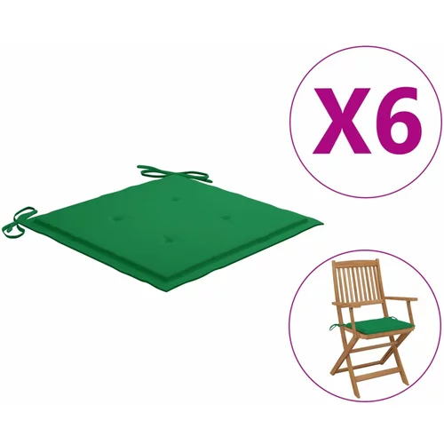  Jastuci za vrtne stolice 6 kom zeleni 40 x 40 x 4 cm od tkanine