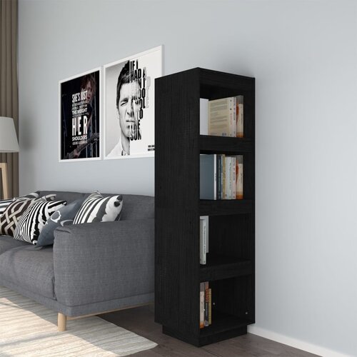 Furnova Knjižna omara za razdelitev prostora črna 40x35x135 cm borovina, (21951070) Slike