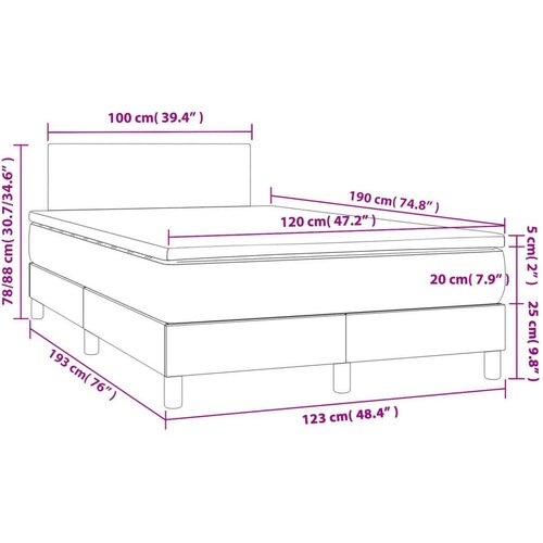 VidaXL Krevet box spring s madracem tamnosivi 120 x 190 cm tkanina Slike