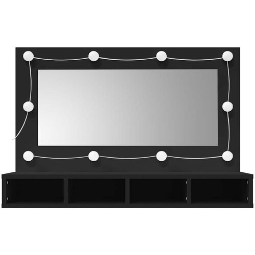  s ogledalom i LED svjetlima crni 90 x 31,5 x 62 cm Slike