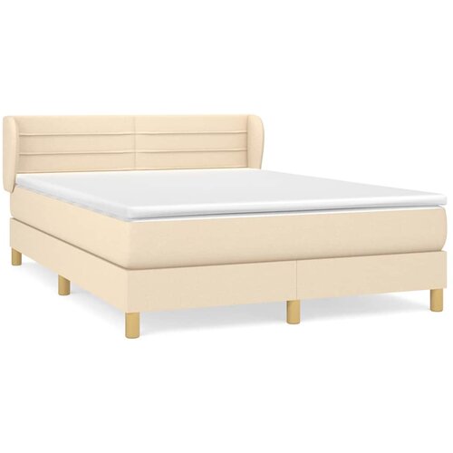  Krevet s oprugama i madracem krem 140x200 cm od tkanine Slike