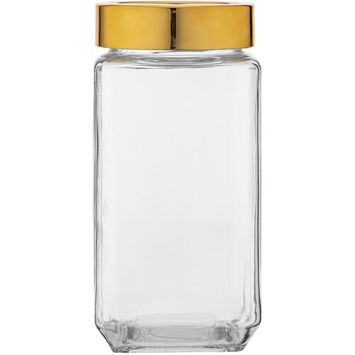 Altom design kvadratna staklena posuda sa zlatnim poklopcem 1000ml Slike