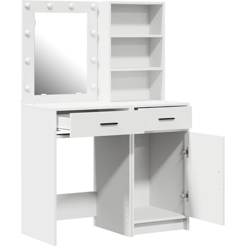  Set stola za oblačenje s LED 2 pcs Bijelo Konstruirano drvo Slike