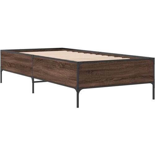 vidaXL Okvir za krevet smeđi hrast 75x190 cm konstruirano drvo i metal Cijene
