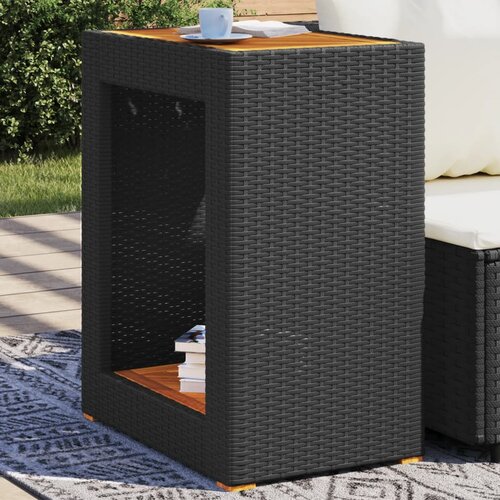 vidaXL Vrtni bočni stolić s drvenom pločom crni 60x40x75 cm poliratan Cijene