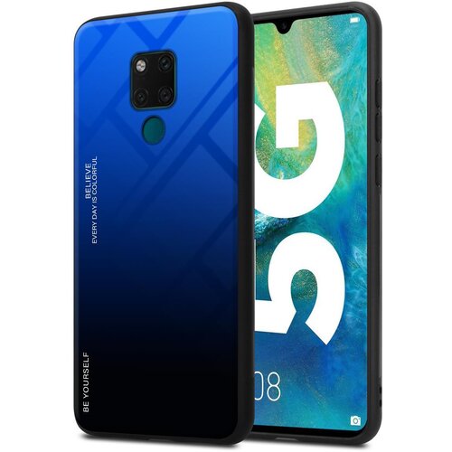  Ohi&scaron;je, združljiv s Huawei v modri barvi - črni - dvobarvni za&scaron;čitni pokrov iz silikona TPU in hrbta iz kaljenega stekla, (20573534) Cene