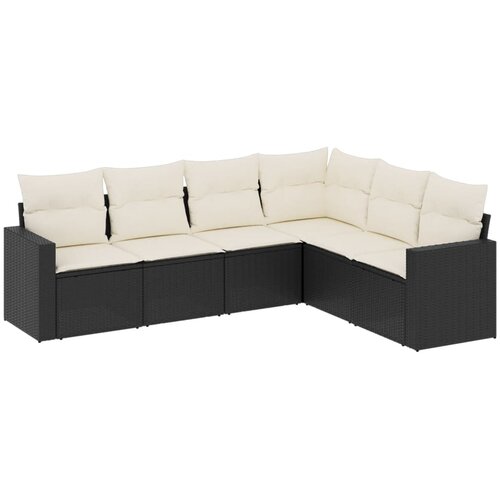 vidaXL 6-dijelni set vrtnih sofa s jastucima crni od poliratana Cijene