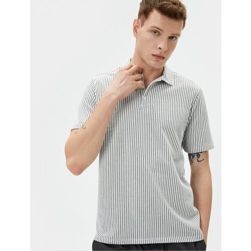 Koton Polo Neck T-Shirt Short Sleeve Button Detailed Slike