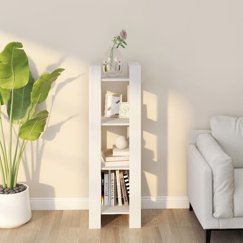 The Living Store Knjižna omara/pregrada bela 41x35x125 cm trdna borovina - Knjižna Omara, (21436480) Slike