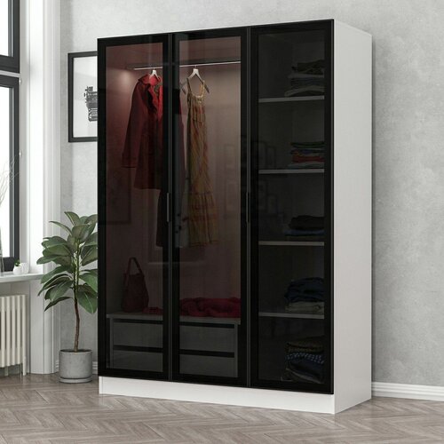 Hanah home Ormar Kale 135x210x52cm Bijelo-crni Cijene