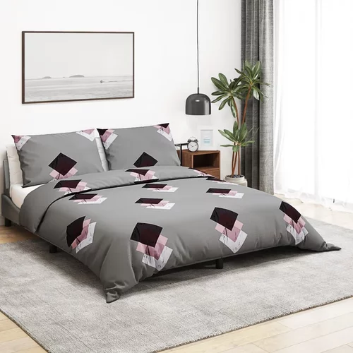  Set posteljine za poplun sivi 260x220 cm pamučni