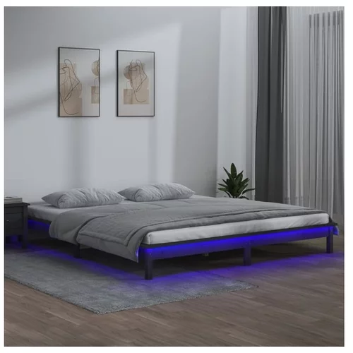  LED posteljni okvir siv 140x190 cm trles