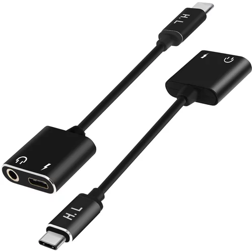 AVIZAR USB-C na 3,5 mm prikljucek in USB-C avdio in polnilni adapter, HL-095 - crn, (20618011)