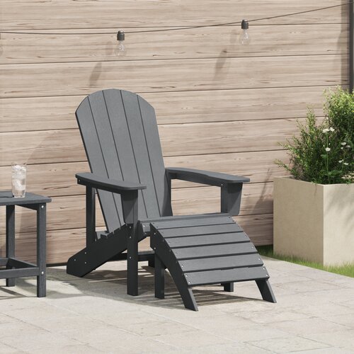 VidaXL Adirondack stolica s osloncem za noge Svjetlosiva HDPE Slike