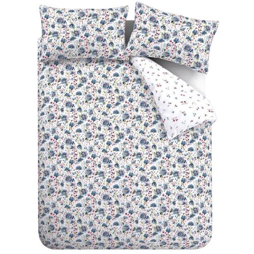 Bianca Bela/modra enojna flanelna posteljnina 135x200 cm Ophelia Floral – Cene