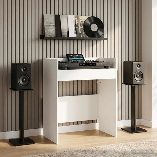 Dj stol Bijela 82 x 45 x 102 cm Konstruirano drvo - Bijela 82 x 45 x 102 cm Slike