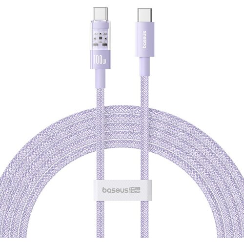 Baseus Gem USB C to USB C fast charging cable 2 m 100 W Purple Slike