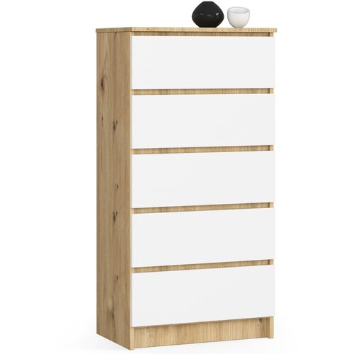 AKORD KOMODA K60 5SZ CLP OAK ARTISAN / WHITE, (21703085) Slike