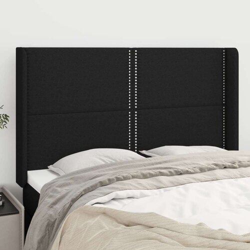  Uzglavlje s u&amp;scaron;ima crni 147x16x118/128 cm od tkanine Slike