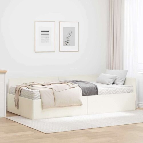  Kotni okvir postelje z matrico Drugo 2 pcs krema Žamet, (5000123381) Cene
