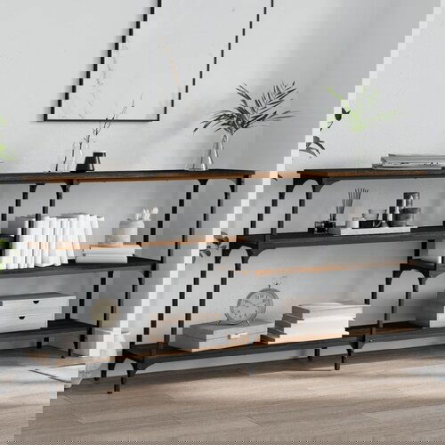 VidaXL Konzolna mizica rjav hrast 160x29x75 cm inženirski les Slike