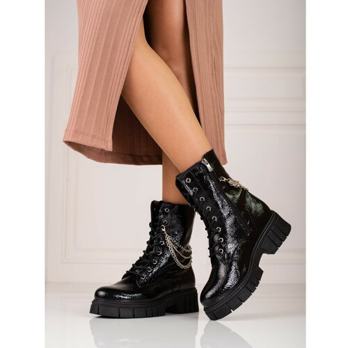 SHELOVET ženske čizme black ankle with Sokolski chains Slike