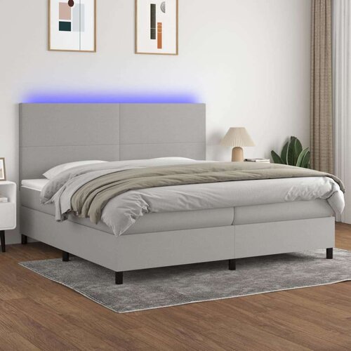  Box spring postelja z vzmetnico LED sv. siva 200x200 cm blago, (20761108) Slike