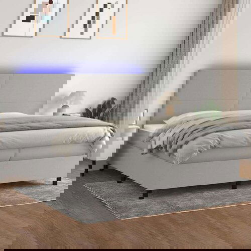  Box spring s madracem LED svjetlosivi 200x200 cm tkanina Slike