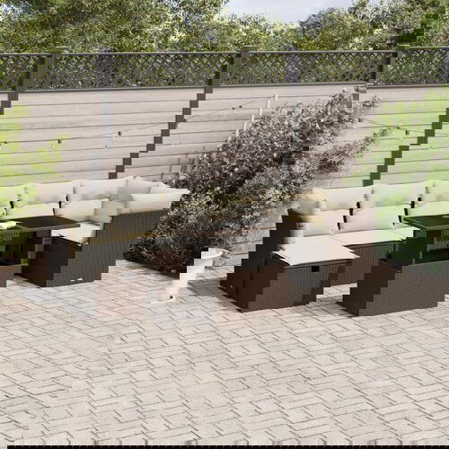 The Living Store Vrtna sedežna garnitura 8-delna z blazinami rjav poli ratan - Vrtna Sedežna Garniture, (21626470) Cene