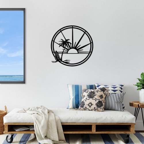 Wallity zidna dekoracija sea sand sun surf - 466, 69 x 67 cm, crna Cene