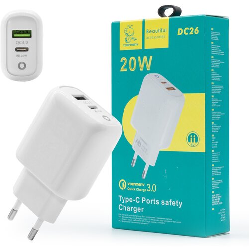 Denmen Polnilec dvojni USB + USB-C 20W + 20W PD+QC3.0 Cene