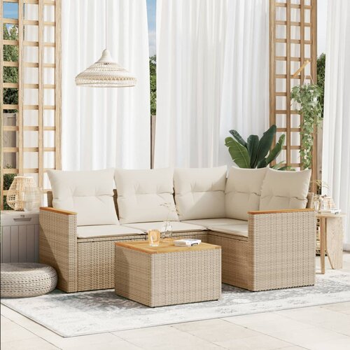 vidaXL 5-dijelni vrtni set sofa s jastucima bež od poliratana Cijene