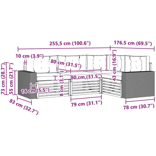  Set vanjskih sofa 4 pcs Prirodna i antracit Slike
