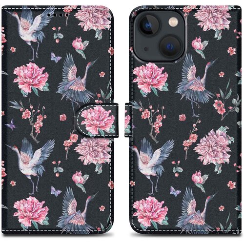 Cadorabo Ohišje, združljiv z Apple - Design Crane & Flowers št. 9 - Zaščitni pokrov z magnetnim zapiranjem, funkcijo stojala in režo za kartico, (20553468) Cene