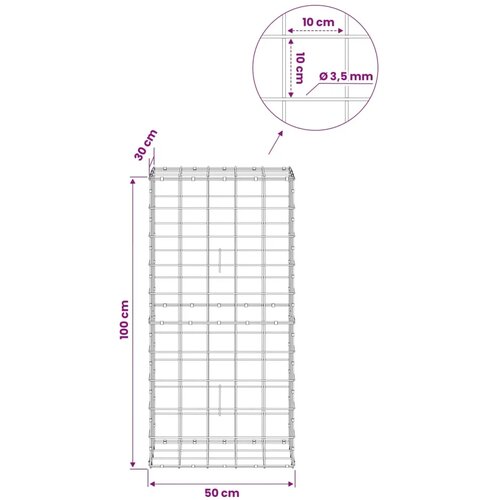  Gabion s žicom debljine 3 5 mm i mrežom 10x10 cm 50x30x100 cm - 30 cm 100 cm 50 cm Slike