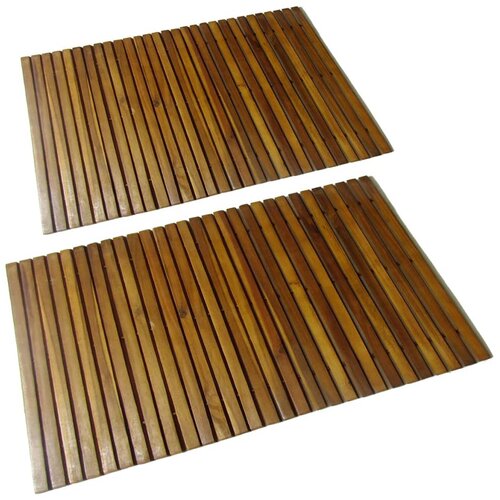 VidaXL Kupaonski otirač od bagremovog drveta 2 kom 80 x 50 cm Slike