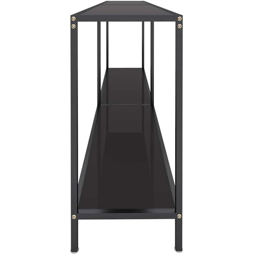  Konzolni stol crni 180 x 35 x 75,5 cm od kaljenog stakla Slike