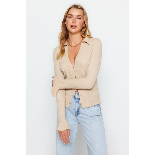 Trendyol Stone Texture Spanish Sleeves Stretchy Knit Shirt Slike