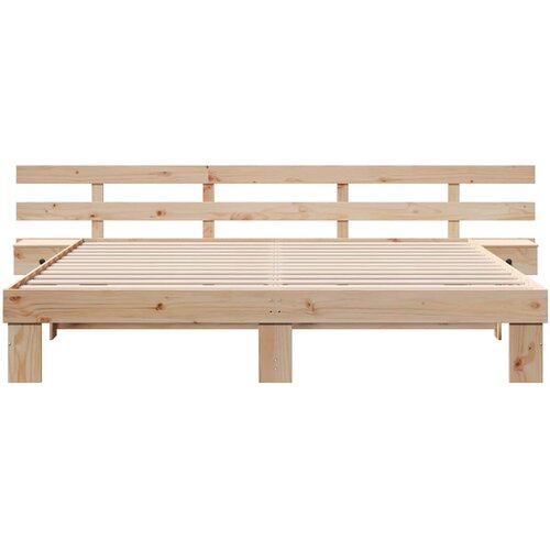  Krevetna konstrukcija Smeđa 200 x 200 cm Čvrsto borovo drvo Bež Slike