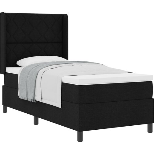 vidaXL Boxspring postelja z vzmetnico, črna, 90x200 cm, tkanina, (22050161) Cene