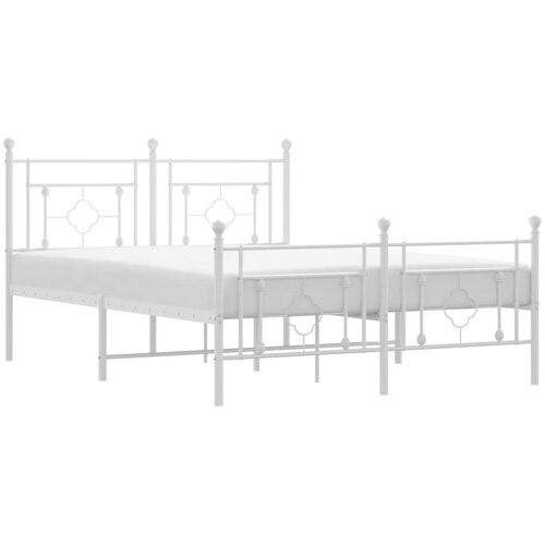 Maison Chic Kovinski Posteljni okvir - Dvoposteljna postelja - Zakonska postelja z vzglavjem in vznožjem bel 140x200 cm, (21696337) Slike
