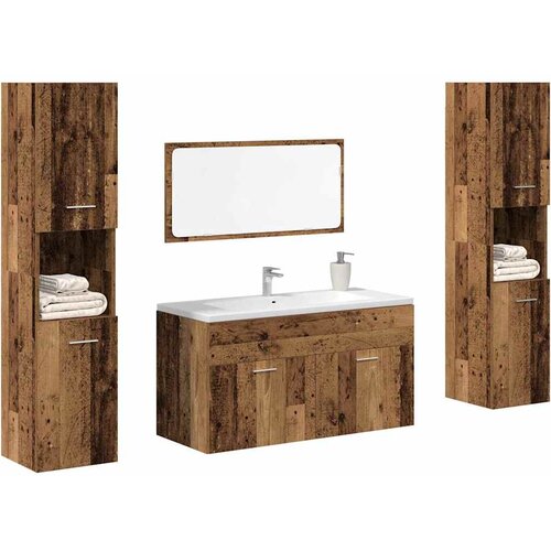 vidaXL Kopalniško pohištvo 4 kosa starinski les inženirski les Cene