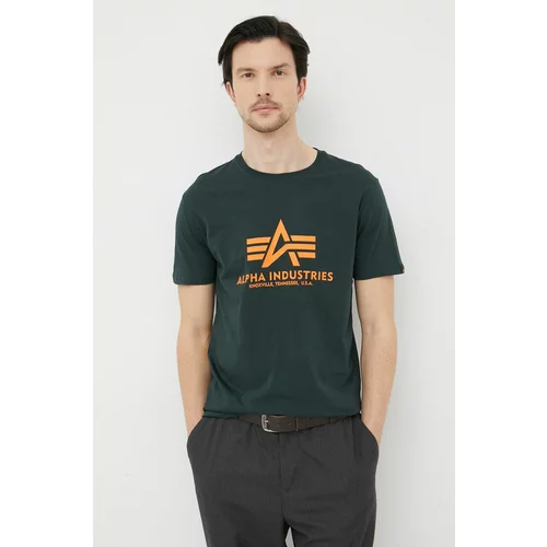 Alpha Industries Bombažna kratka majica zelena barva