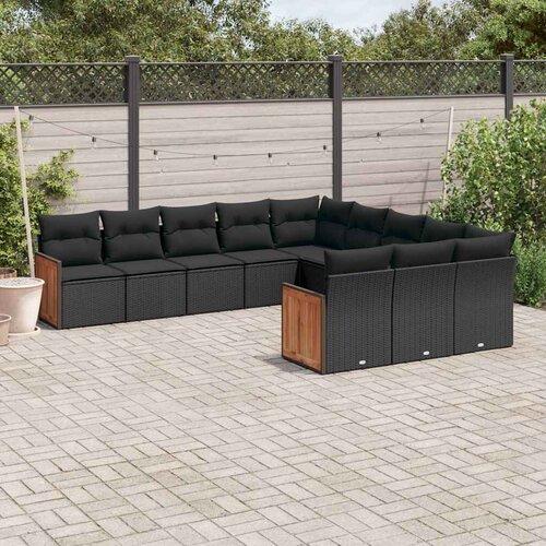  11-dijelni set vrtnih sofa od poliratana s jastucima crni Cijene