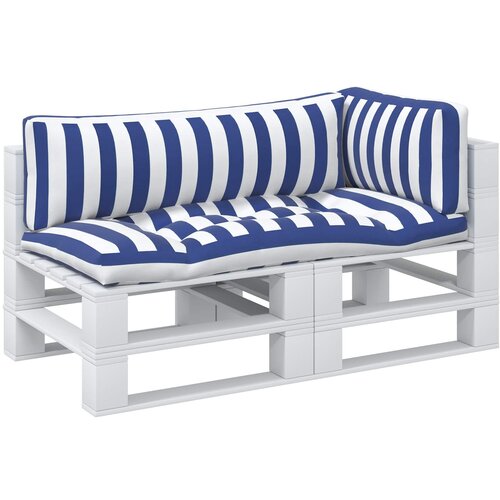  Jastučić za van 3 pcs Plava i bijela 103 x 58 x 10 cm Tkanina Slike