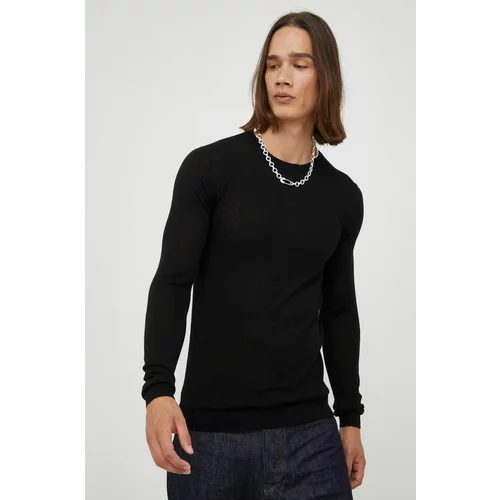 Bruuns Bazaar Vuneni pulover za muškarce, boja: crna, lagani