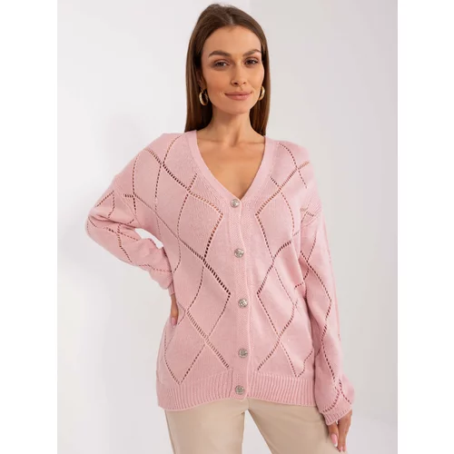 Fashion Hunters Light pink openwork button-down sweater from RUE PARIS