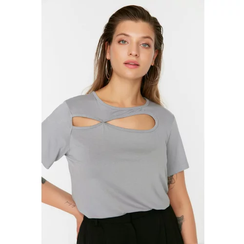 Trendyol Curve Gray Cutout Detailed Knitted Blouse