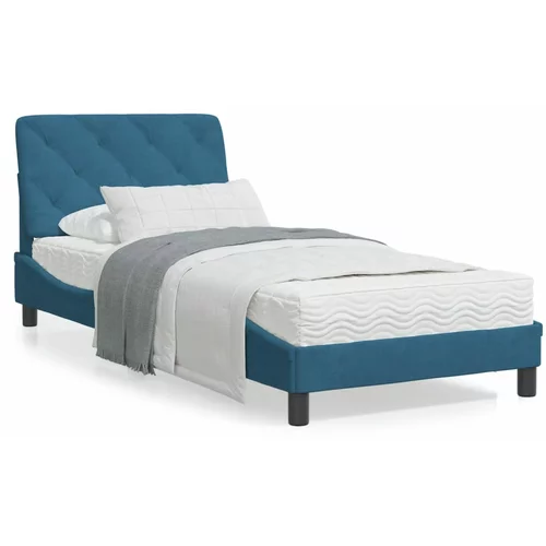  Krevet s madracem plavi 90x190 cm baršunasti