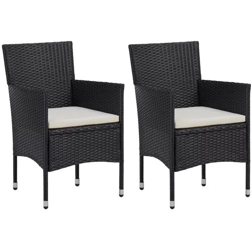 vidaXL Vrtni jedilni stoli 2 kosa poli ratan črne barve, (20660263)